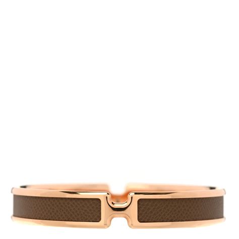 HERMES Epsom Olympe Bracelet T2 Brown .